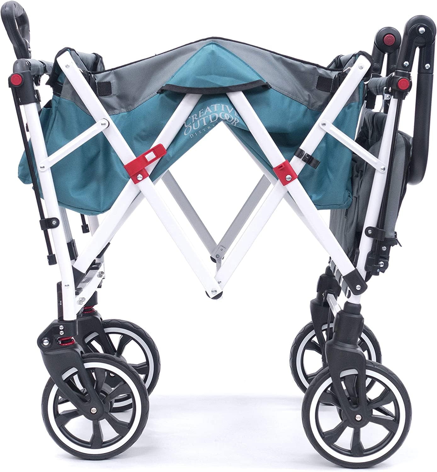Creative Outdoor Push Pull Wagon Stroller with Canopy Folding Wagon for Kids, Black/Gray