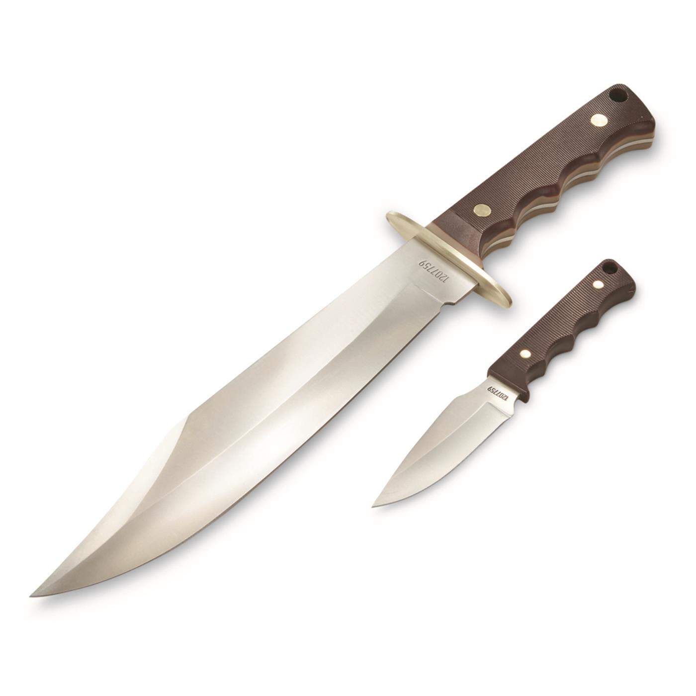 Old Timer Bowie and Small Fixed blade Knife Combo