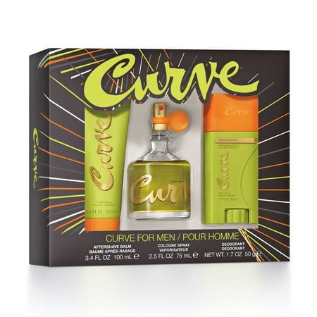Curve 3 Piece Gift Set for Men with Cologne, Aftershave Balm &