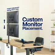Black Dual LCD Monitor Desk Mount Stand, Stacked Vertical 2 Screens up to 34