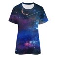 thumbnail image 4 of T-shirts Surdimensionnés Femmes Quotidien Été Imprimé Col Rond Débardeurs Manches Courtes Chemises d'Entraînement T-Shirts Décontractés T-Shirts Femmes Bleu Foncé TTG, 4 of 4