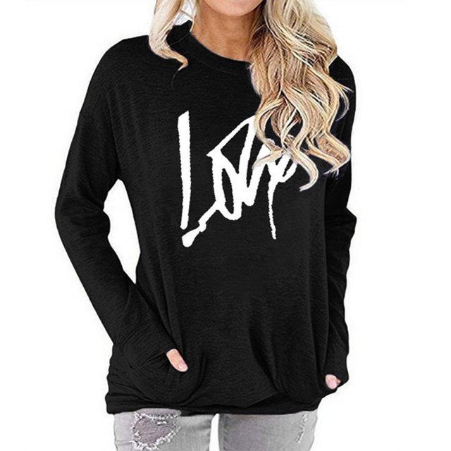 Camiseta de manga larga Ndcxsfigh con estampado LOVE Para mujer