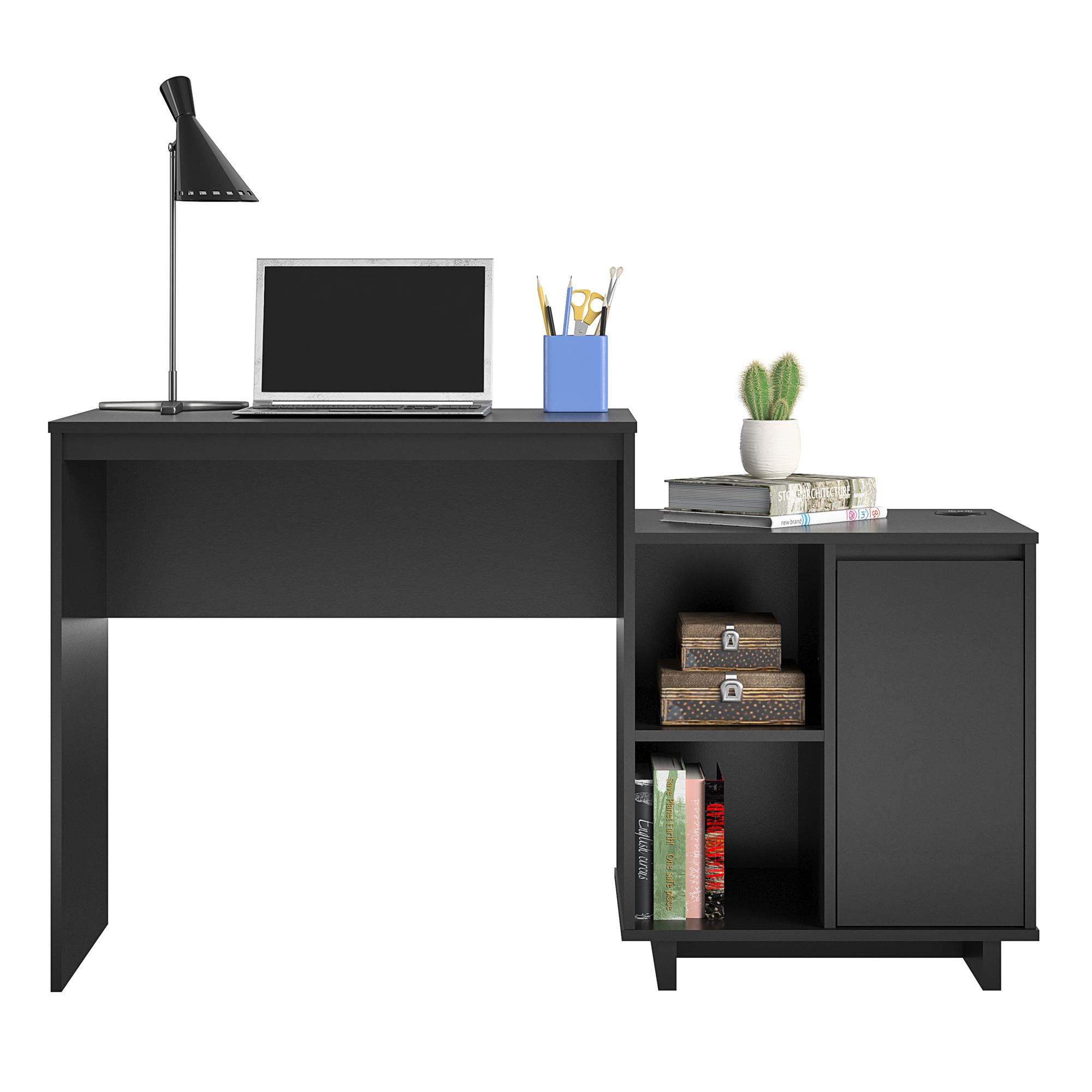 Ameriwood Home Renwick Computer Desk and Cabinet Combo Black