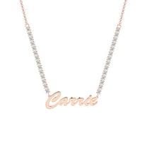 Personalized Planet Women's Hollywood Script Name Plaque CZ Chain Necklace