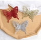 thumbnail image 1 of Adornos huesos de mariposas doradas con purpurina - Juego de 6 adornos de plástico para árboles de Navidad, adornos para bodas y cajas de regalo en rojo, dorado, plata, 1 of 6