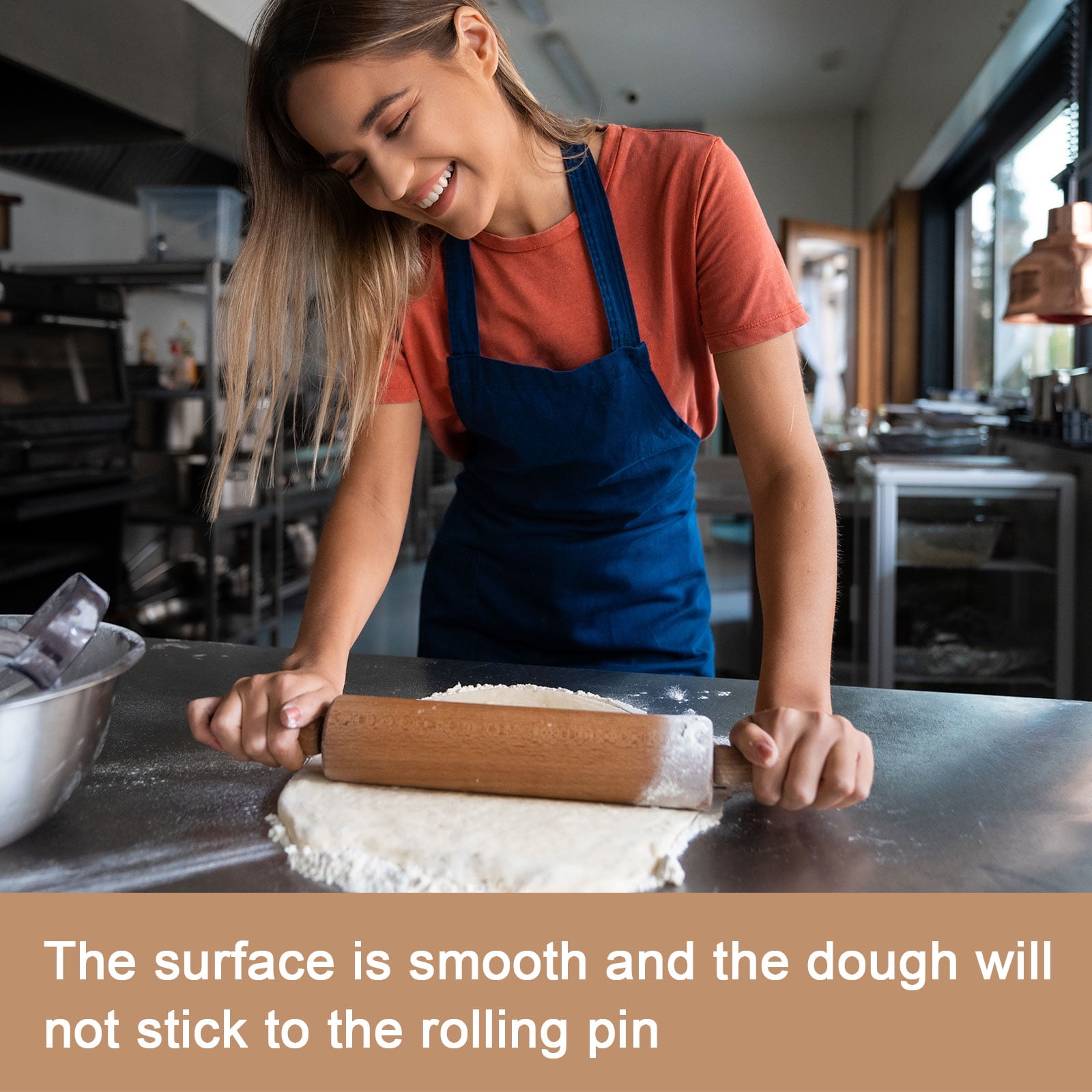 Unique Bargains Silicone Rolling Pin Smooth Stainless Steel Core Dough Roller Blue Green