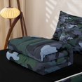 thumbnail image 5 of Manfei Minimalism Camouflage Zipper Queen Comforter Set with Fitted Sheet and 2 Pillowcases, Countryside Camo Zipper Bedding Set, Slate Gray, Black Reversible, 4-Piece, 5 of 7