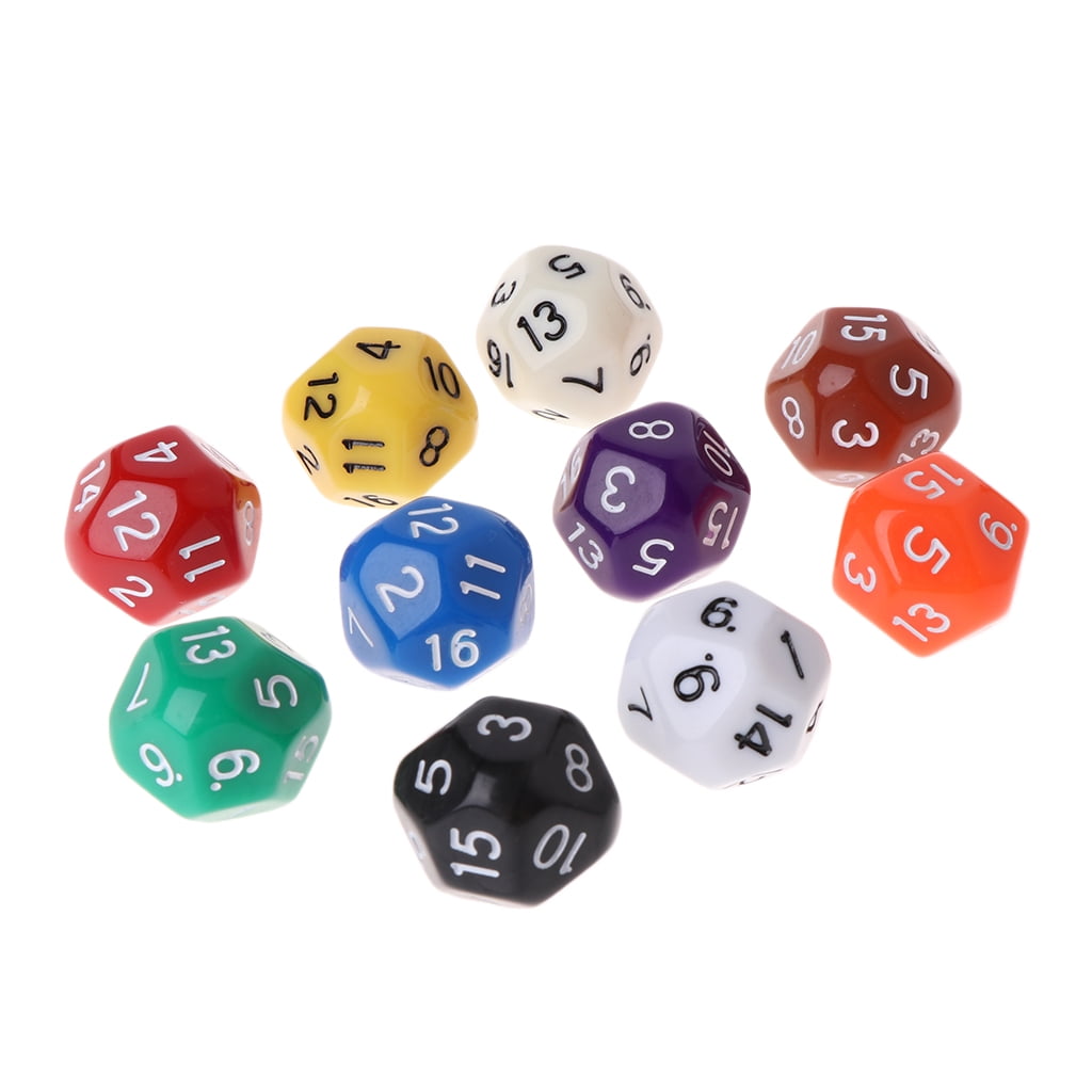 10pcs 16 Sided Dice D16 Polyhedral Dice for Dungeons and Dragons Game Coffee 