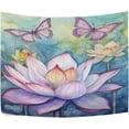 thumbnail image 2 of FREEAMG Butterflies A Lotus Tapestry Hippie Wall Hanging Tapestries Aesthetic Decorative for Living Room Bedroom Ceiling 80x60In, 2 of 7
