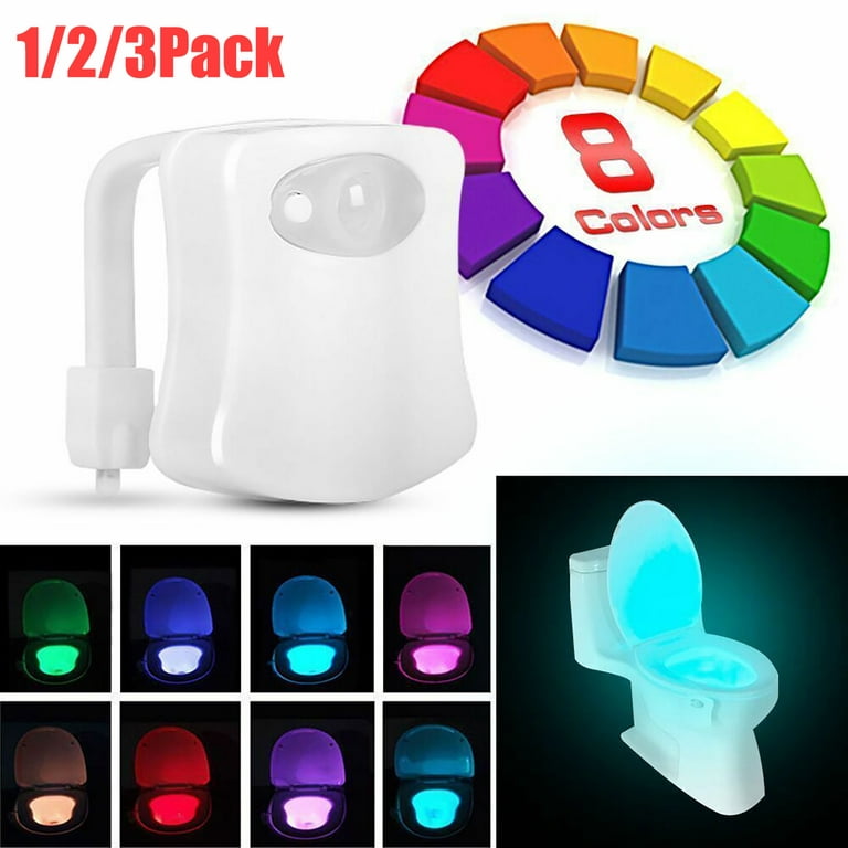 JacobsParts Bathroom Night Light Toilet Bowl Lamp 8 Color LED Light and  Motion Sensor Activated 
