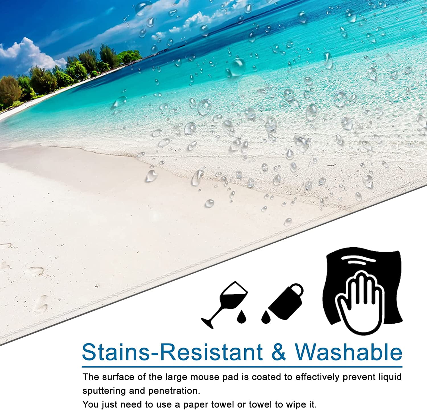 Beach Mouse Pad Ocean Theme Large Gaming Mouse Pad XXL 35x15.7x0.12 inch Large Rubber Mouse Pad for Desk with Personalized Design for Laptop, Computer PC (Beach -1)
