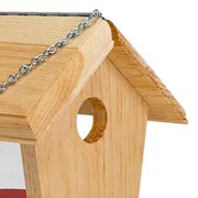 Small Bluebird Mealworm Feeder | Wooden Platform Bird Feeder with Red Feeding Cup | Mounts on 4x4 Post | Eastern White Pine | Handcrafted in Maine | 9H x 11.5W x 7.5D | USA Made