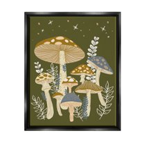 Stupell Industries Cottage Mushrooms Whimsical Nature Botanical & Floral Painting Black Floater Framed Art Print Wall Art