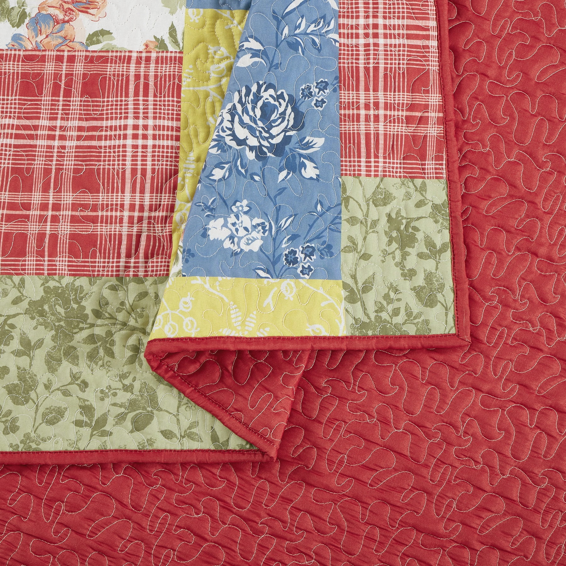 Modern Heirloom Farmhouse Florals 3-Piece Quilt Set, Multicolor, Full/Queen, All Ages
