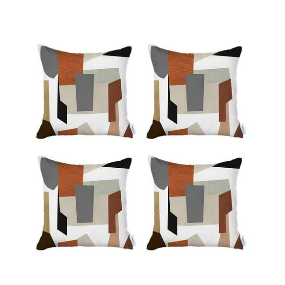 Bohemian Set of 4 Handmade Decorative Throw Pillow Abstract Jacquard 18" x 18" Multi-Color Square for Couch, Bedding