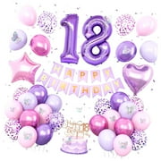 SKYSONIC Sweet 16 Party Decorations, Lavender Birthday Decor for Girls Number Foil Balloons Cake Topper Butterfly Stickers for 16th Birthday Party