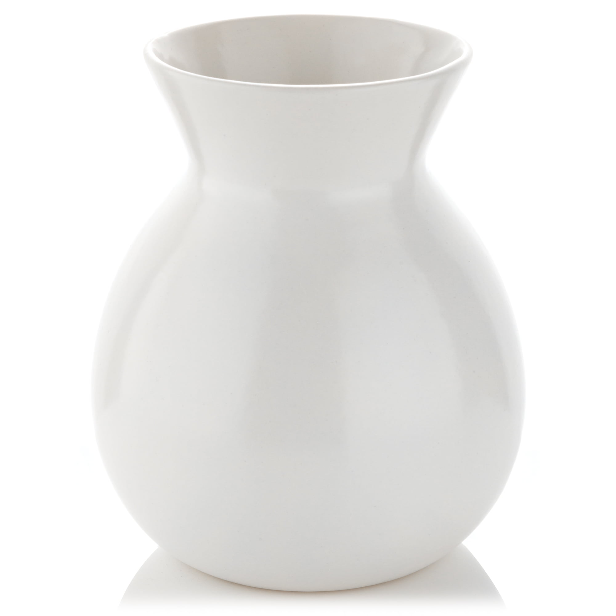 Better Homes & Gardens White Rustic Ceramic Decorative Table Vase, 8"x6.75"