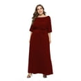 thumbnail image 1 of U.Vomade Women's Summer Plus Size Dress Solid Color Short Sleeve Round Neck Casual Dress, 1 of 7
