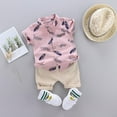 thumbnail image 5 of Summer Baby Boys Casual Short Sleeve Floral Fur Print T-shirt Tops+Shorts Costume Set White XL, 5 of 6