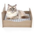 thumbnail image 1 of Gymax Elevated Pet Bed Frame Indoor Large Cat Bed w/ Rails Cute Headboards Animals Bed, 1 of 10