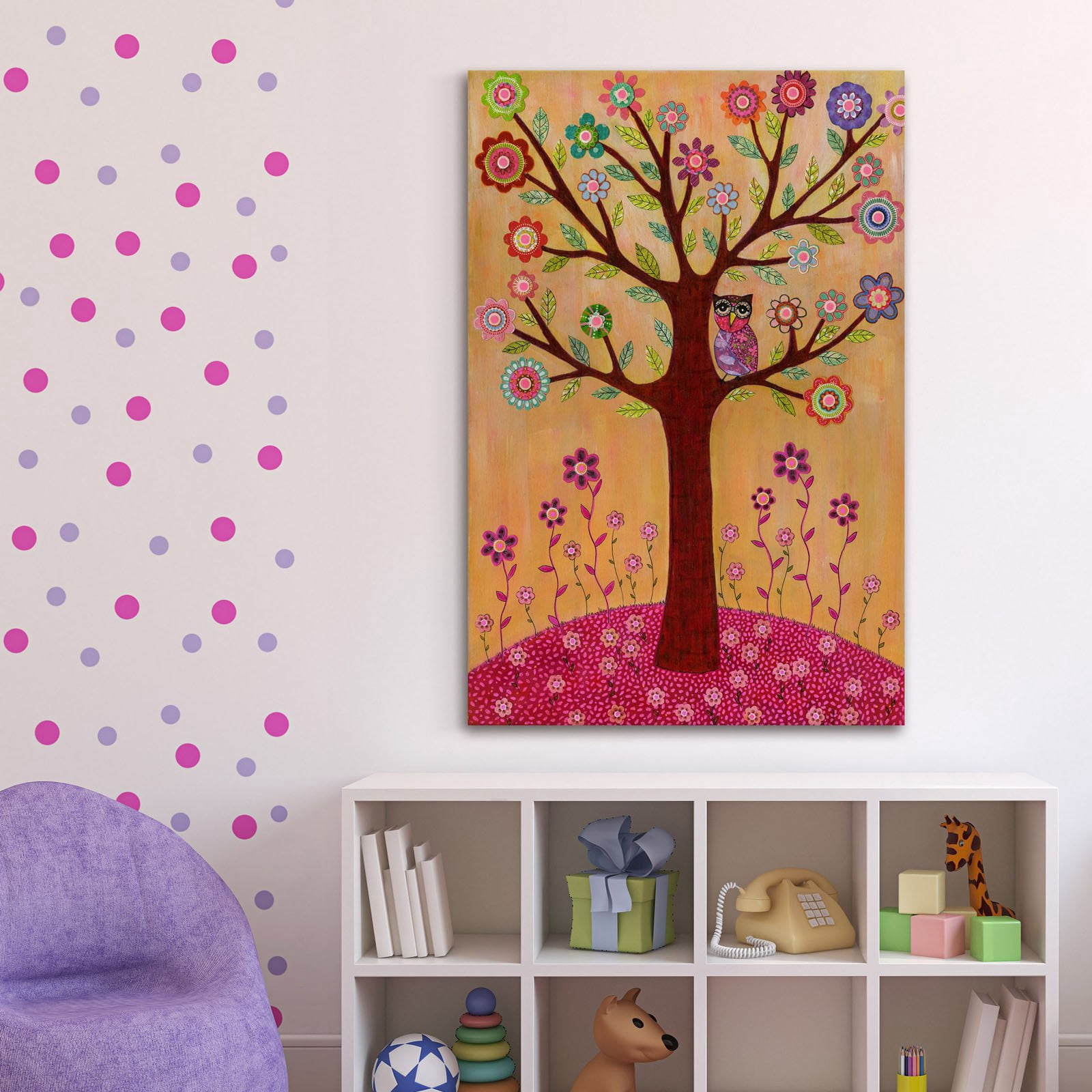 Marmont Hill "Sleepy Owl" by Sascalia Painting Print on Wrapped Canvas