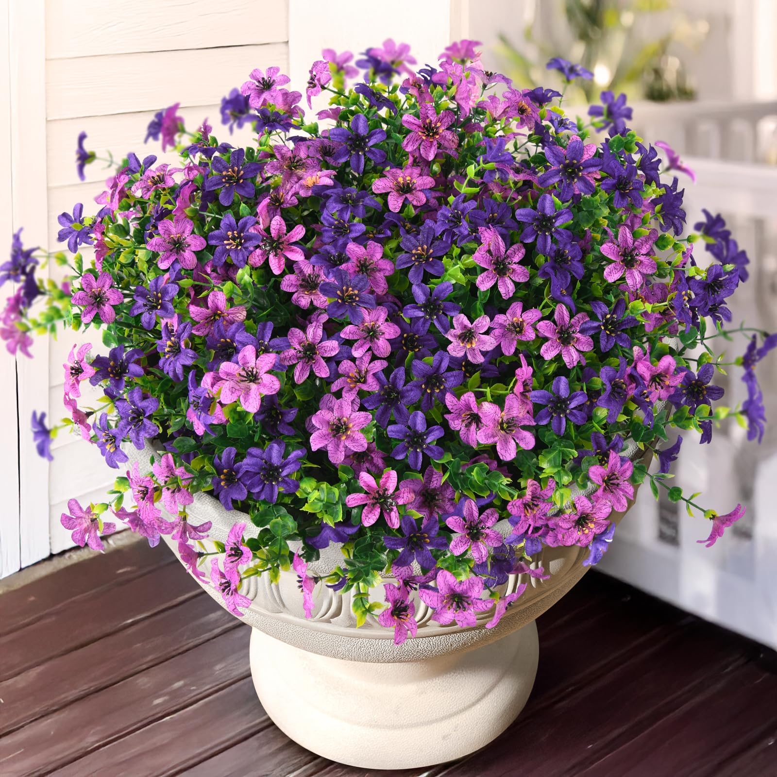 Artificial Flowers for Outdoors, 12 Bundles Multicolor Faux Silk Flower Spring Summer Decoration