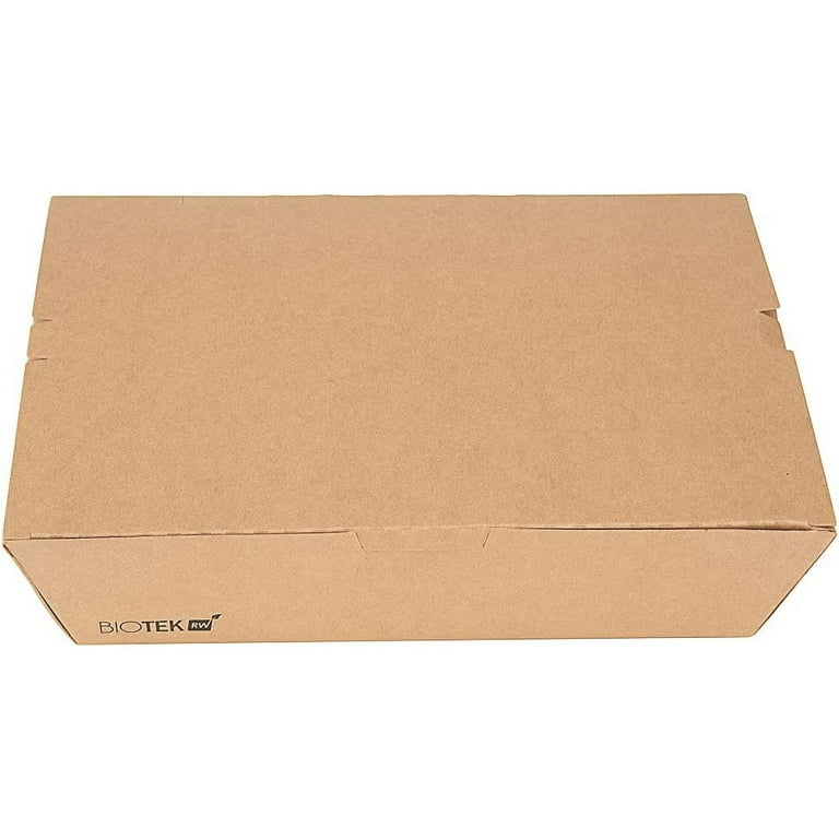 Bio Tek 51 oz Rectangle Kraft Paper Bento Box - 3-Compartment - 9