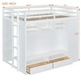 thumbnail image 4 of Duxelifin Full Loft Bed with Storage Shelves and Wardrobe, Wood Loft Bed with Drawers and Light for Teens Adults, White, 4 of 9