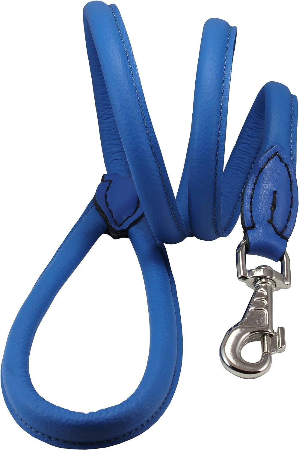 Dogs My Love 4ft Long Round Genuine Rolled Leather Dog Leash White (Large: 1/2" (12mm))