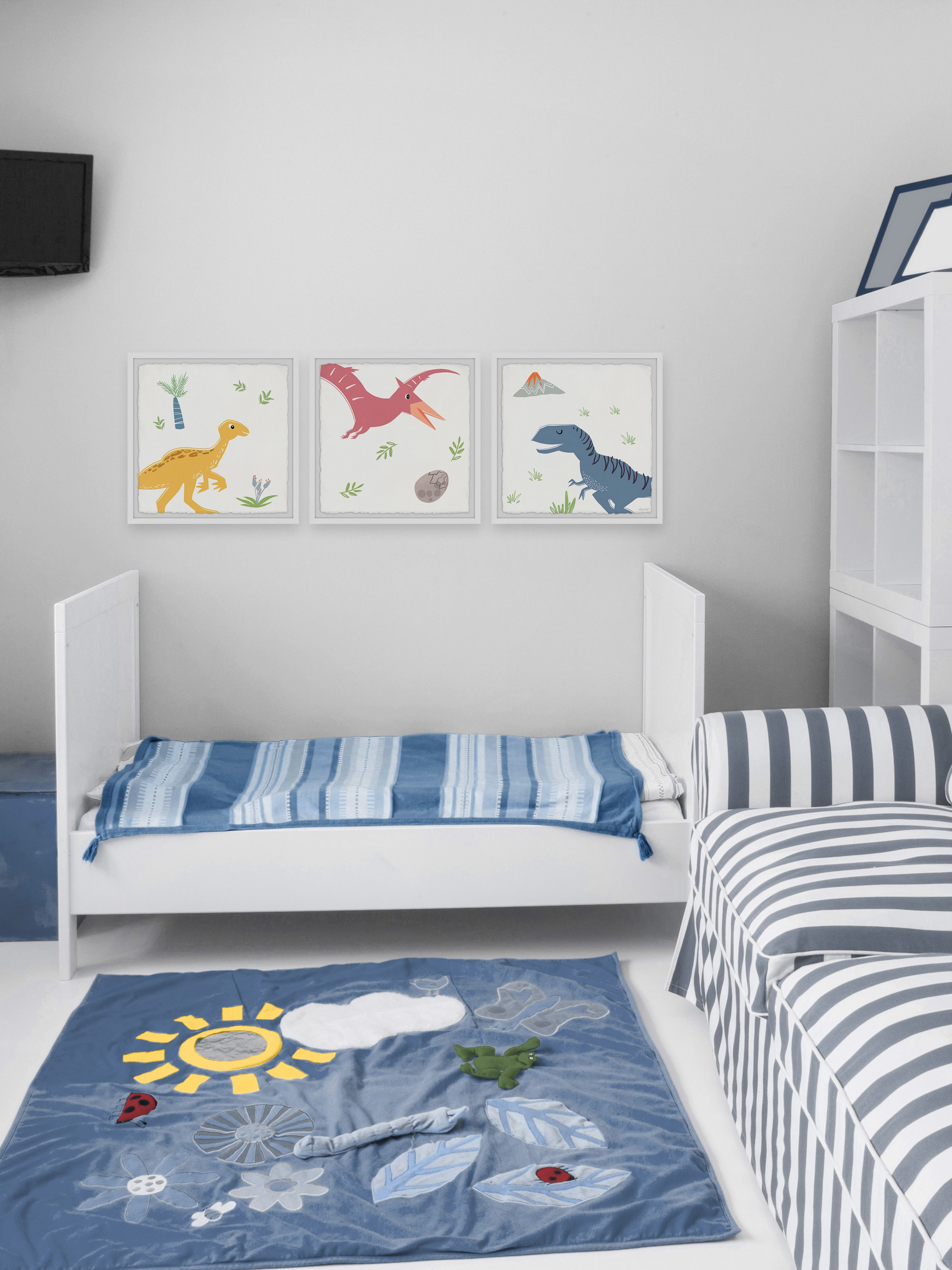 Marmont Hill Printed Dinosaurs Framed Art Prints, Set of 3
