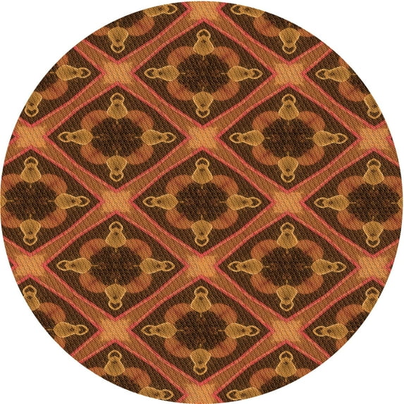 Ahgly Company Machine Washable Indoor Round Transitional Orange Area Rugs, 8' Round