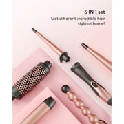 KIPOZI Professional Curling Wand Set, 5-in-1 Multi-Curl Iron with Thermal Brush & 4 Ceramic Attachments, Fast Heat Up for Curly/Wavy Hair, Rose Gold Styling Tool Kit, Gift Ready