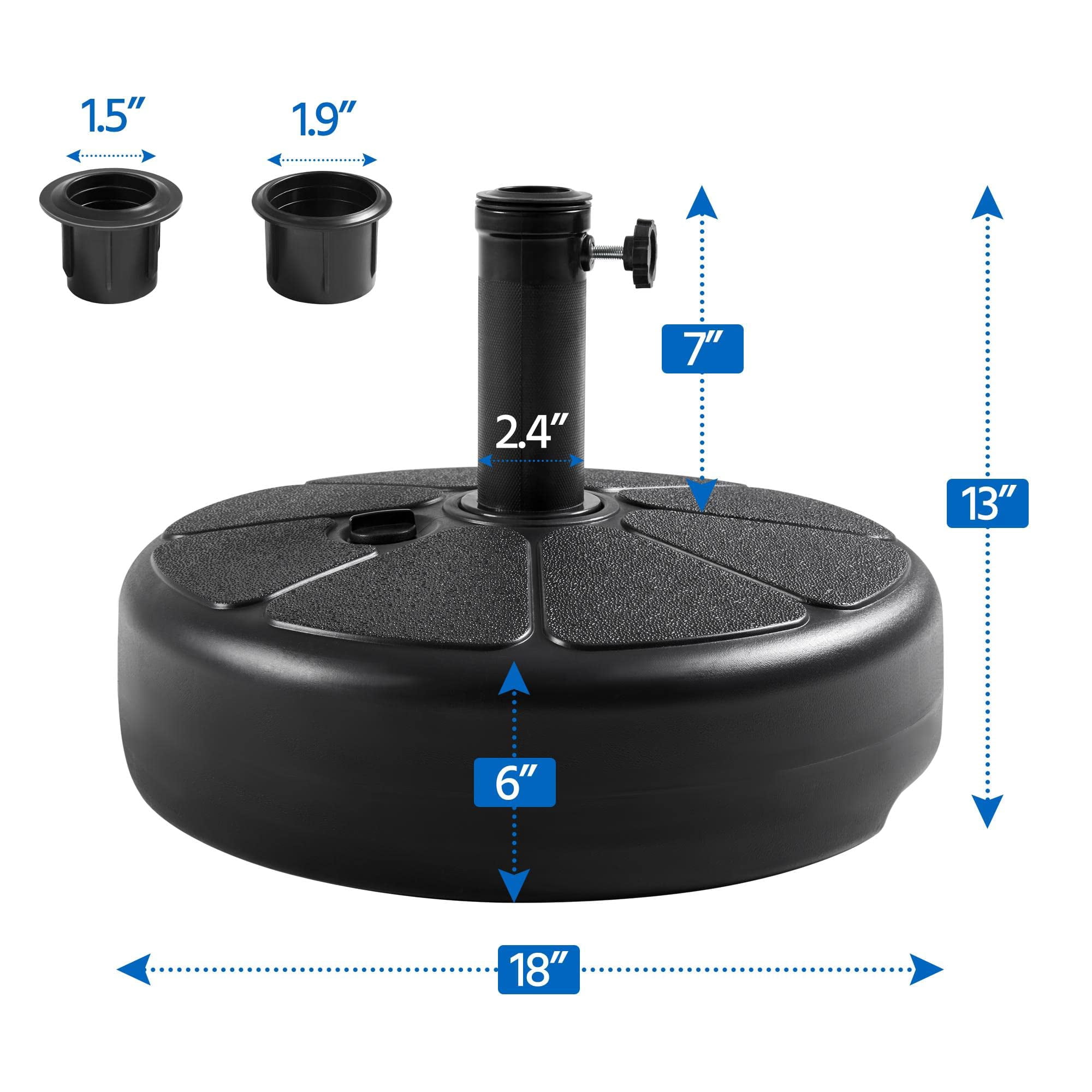 Yaheetech 22L Umbrella Base Stand - Round Water & Sand Filled Plastic Free-Standing Umbrella Base w/Built-in Handle & Anti-Slip Design for Outdoor/Lawn/Garden/Beach, Black