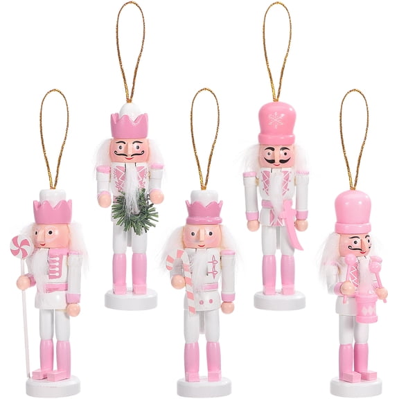 5PCS Wooden Christmas Nutcracker Hanging Ornaments Soldier Style Festive Tree Pendants for Holiday Home Decor