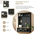 thumbnail image 3 of Modern Hall Tree with Wide Storage Seating Bench, Entryway Shoe Cabinet with 13 Compartments, Elegant Coat Rack with 6 Hooks for Mudroom, Living room, Black, 3 of 7