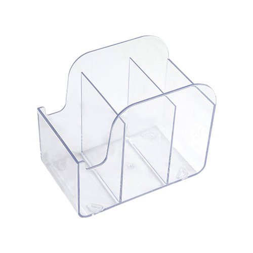 Zksm Desktop Storage Box with Mobile Phone Slot Transparent Acrylic 3-Compartment Organizer Clear Stationery Holder