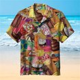 thumbnail image 3 of Camisa hawaiana divertida con calavera de helado para hombres y mujeres, camisetas de verano geniales de manga corta con arcoíris LGBT para parejas, 3 of 5