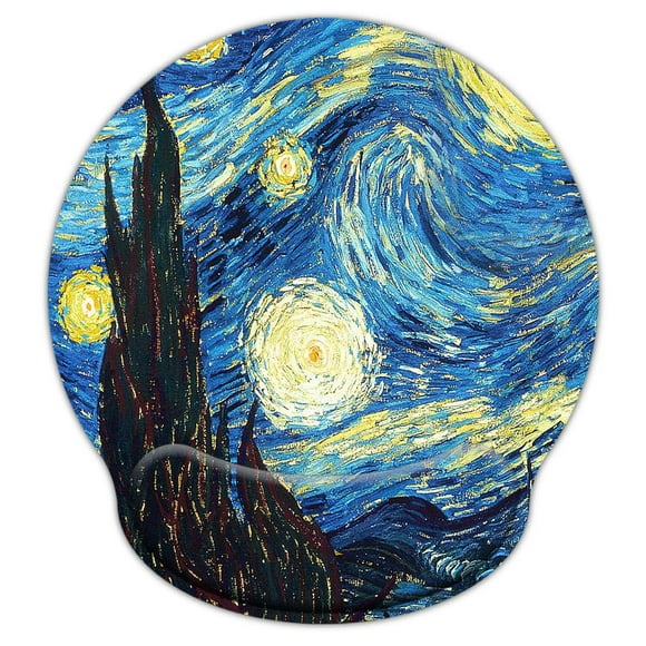 Mouse Pads For Computers Ergonomic Memory Foam Nonslip Van Gogh Wrist Support-Lightweight Rest Mousepad For Office,Gaming,Computer, Laptop & Mac,Pain Relief,At Home Or Work (Starry Night)