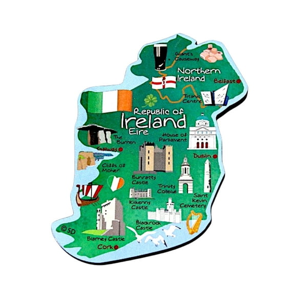 Ireland Decowood Jumbo Wood Fridge Magnet 3.5" x 2.25"