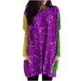 thumbnail image 1 of Timegard Womens Tops Crew Neck Long Sleeve Color Block Glitter Loose Long Tops with Pockets Club Wear, 1 of 6