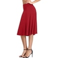thumbnail image 4 of LWavelet Ruched Waist A-Line Midi Skirt Women Office Casual Flowy Stylish Versatile Bottoms Red 2XL, 4 of 8