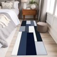 thumbnail image 4 of Blue Black Geometric Washable Area Rug 2x6 Abstract Patchwork Modern Art Low-Profile Area Rugs with Non Slip Backing Indoor Floor Carpet for Entrance Living Room Bedroom Home Office, 4 of 9