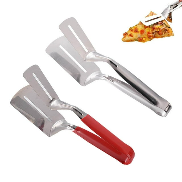 Pince à Gril en Acier Inoxydable, Poignée Extensible Anti-Brûlure Améliorée de 10 Pouces, Pince à Spatule Robuste 2-en-1, Pince à Pelle Multifonctionnelle Double Face, pour Retourner Steak Poisson Pain BBQ