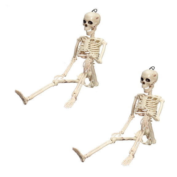 2Pcs Halloween Posable Skeletons, Full Body Human Skeleton with Movable Joints for Halloween Haunted House Graveyard Party Scary Decor
