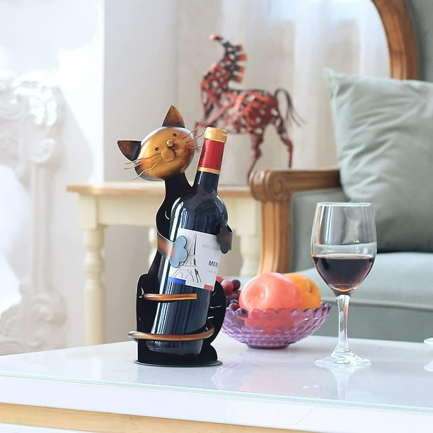 Cat Wine Bottle Holder Free Standing Wine Rack Metal Sculpture Crafts Collectible Animal Figurines Home Decorations Interior Kitchen Bar Decoration Walmart