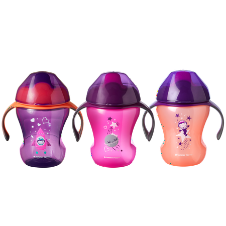 Tommee Tippee Trainer Sippy Cup with Removable Handles, Girl - 7+ months,