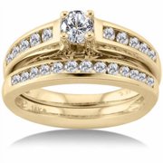 White Stag BR1335HSY 1 Carat Prong Set Diamond 14kt Yellow Gold Bridal Set - Size 7