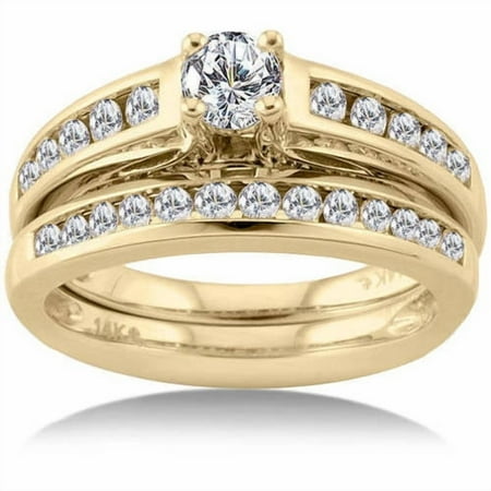 White Stag BR1335HSY 1 Carat Prong Set Diamond 14kt Yellow Gold Bridal Set - Size 7