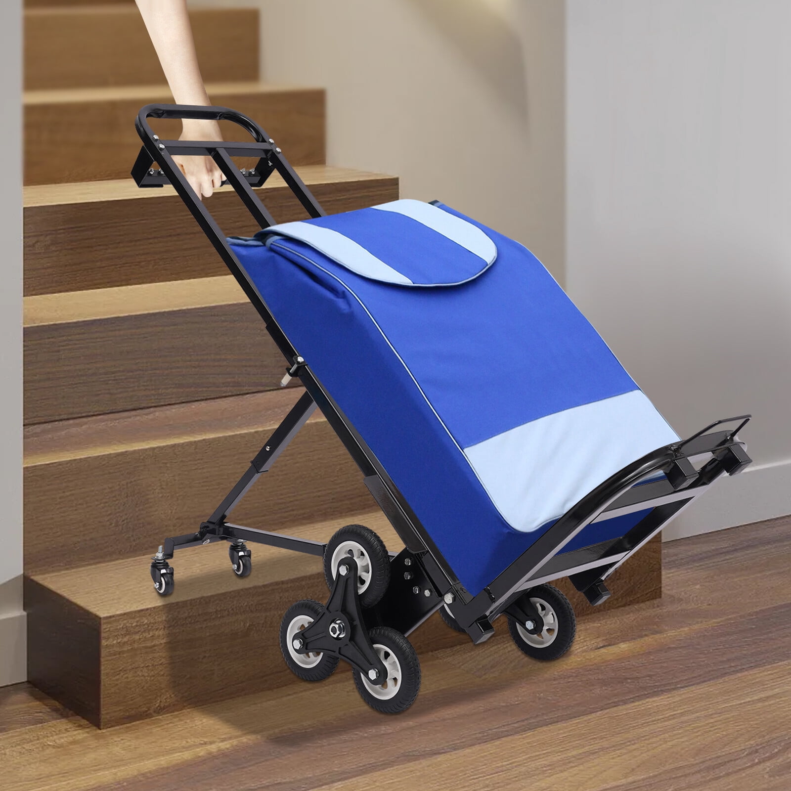 460lbs Black Stair Climbing Cart Trolley Stair Climber Hand Truck 29-45in Height All Terrain Heavy Duty Stair Dolly with 6 Wheels