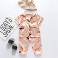 thumbnail image 2 of Toddler Kids Baby Sleepwears Boy Girl Outfits Cartoon Printed Short Sleeve Button Down 2PCS Clothes Set Fall Winter Soft Loungewear For Child, 2 of 9
